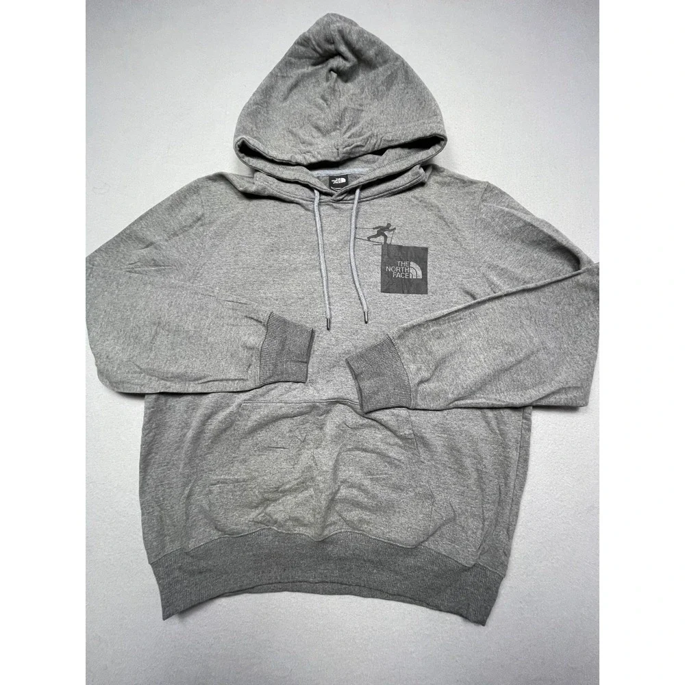 The North Face Hoodie Poly Cotton Viscose Gray Skier Graphic Large Mens